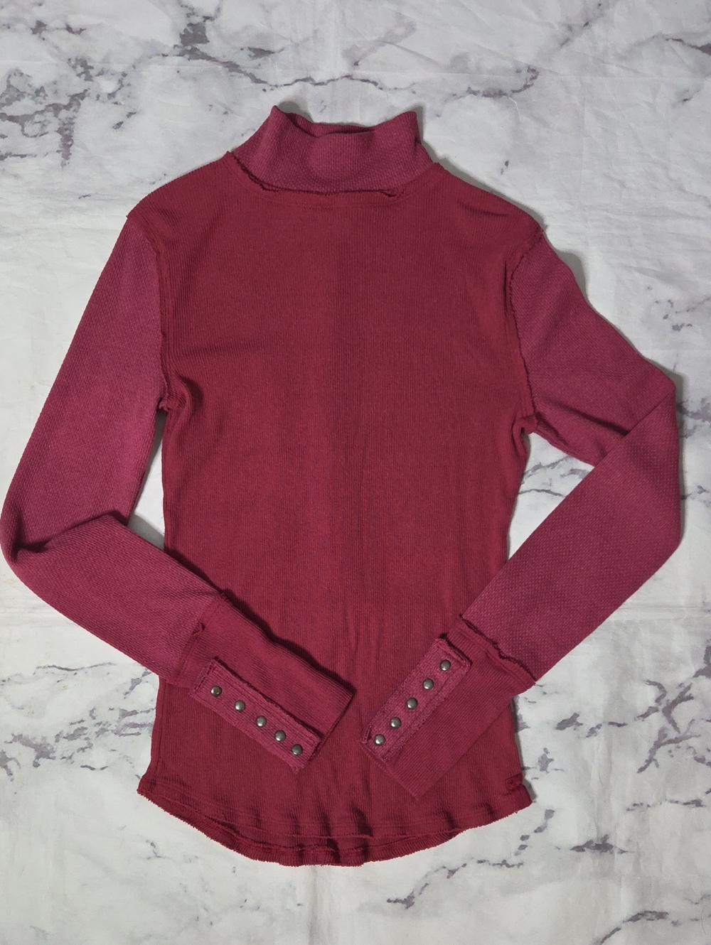 Free People Freya Mock Neck Long Sleeve Top In Maroon